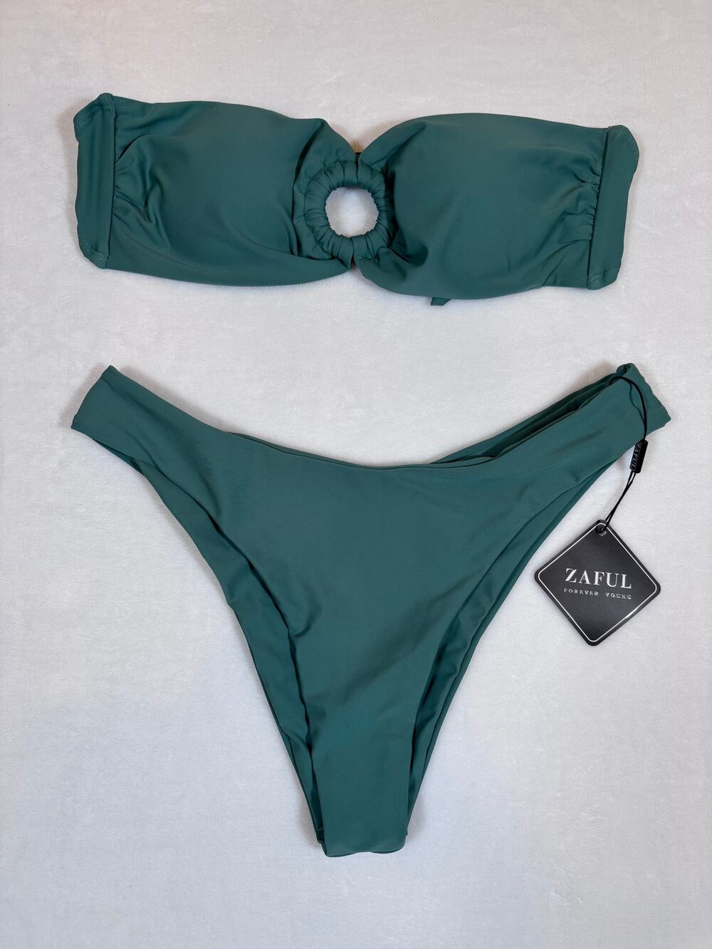 🌿 Zaful Green Bandeau Bikini Set – Size 6